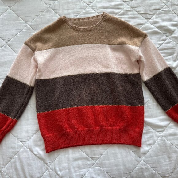 Fall Colored Striped Oversize Heavy Sweater, Women's S - Picture 1 of 2